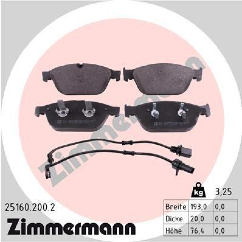 ZIMMERMANN Bremsbelagsatz, Scheibenbremse 25160.200.2
