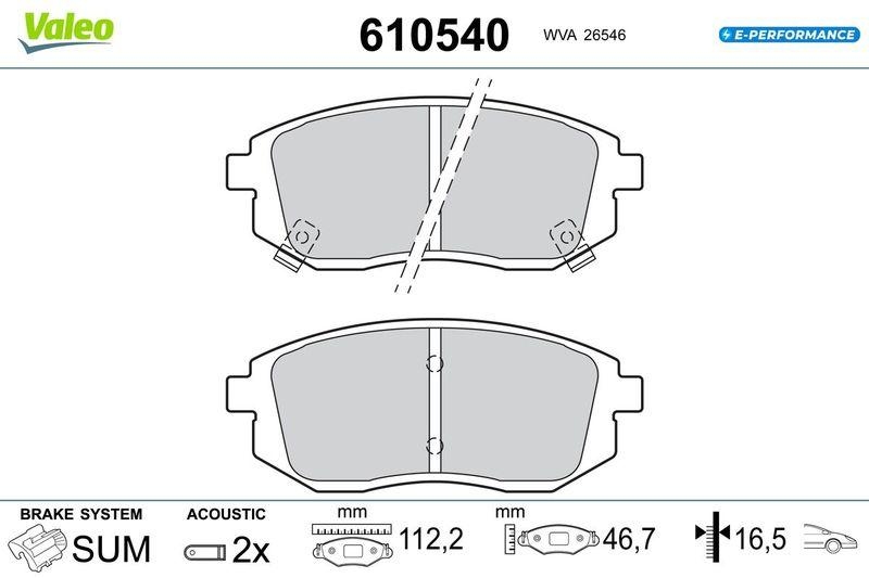VALEO Bremsbelagsatz, Scheibenbremse E-PERFORMANCE 610540