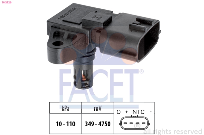 FACET Air Pressure Sensor, height adaptation Made in Italy - OE Equivalent