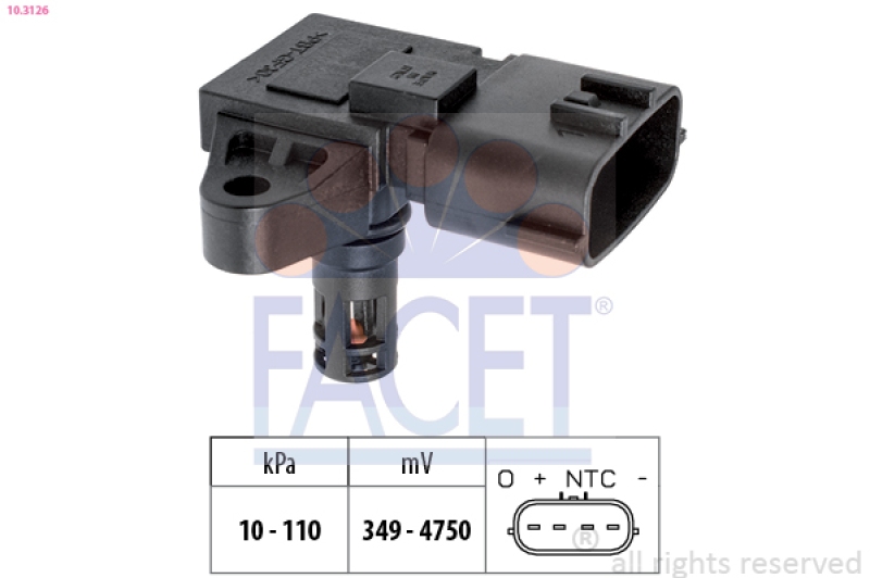 FACET Luftdrucksensor, Höhenanpassung Made in Italy - OE Equivalent