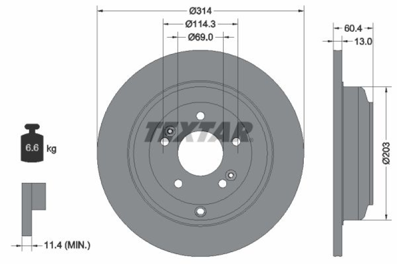 2x TEXTAR Bremsscheibe PRO