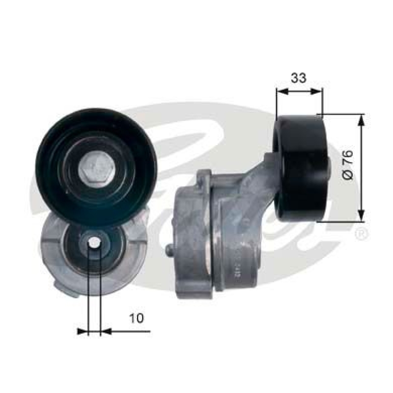 GATES Tensioner Pulley, V-ribbed belt DriveAlign®