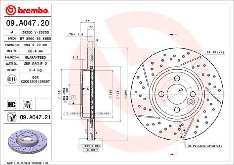 2x BREMBO Bremsscheibe PRIME LINE - UV Coated