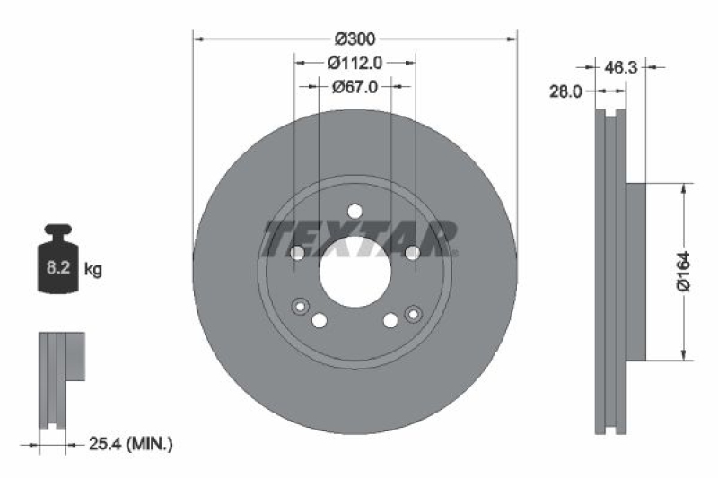 2x TEXTAR Brake Disc PRO+