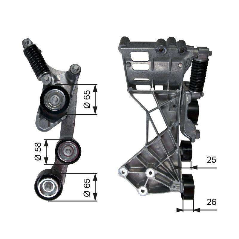 GATES Tensioner Pulley, V-ribbed belt DriveAlign®
