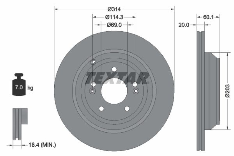 2x TEXTAR Bremsscheibe PRO