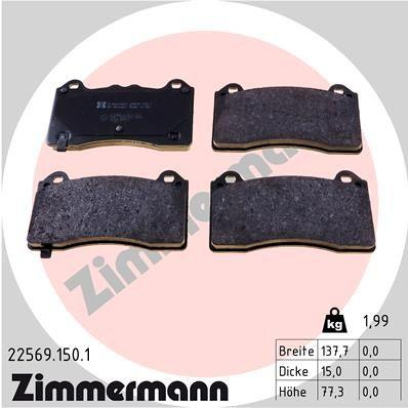 ZIMMERMANN Bremsbelagsatz, Scheibenbremse 22569.150.1