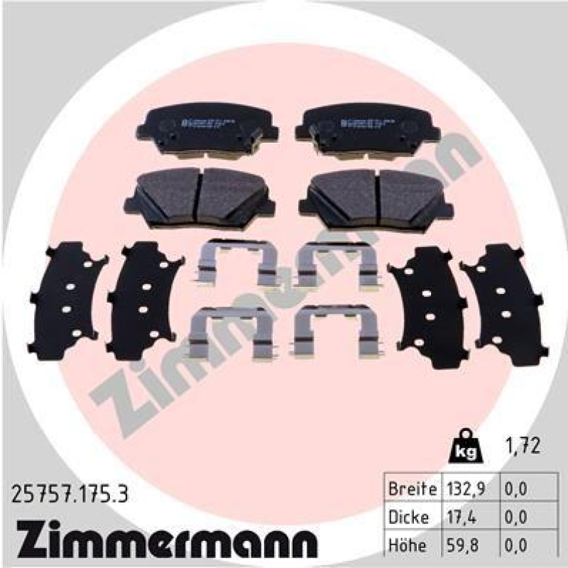 ZIMMERMANN Bremsbelagsatz, Scheibenbremse 25757.175.3