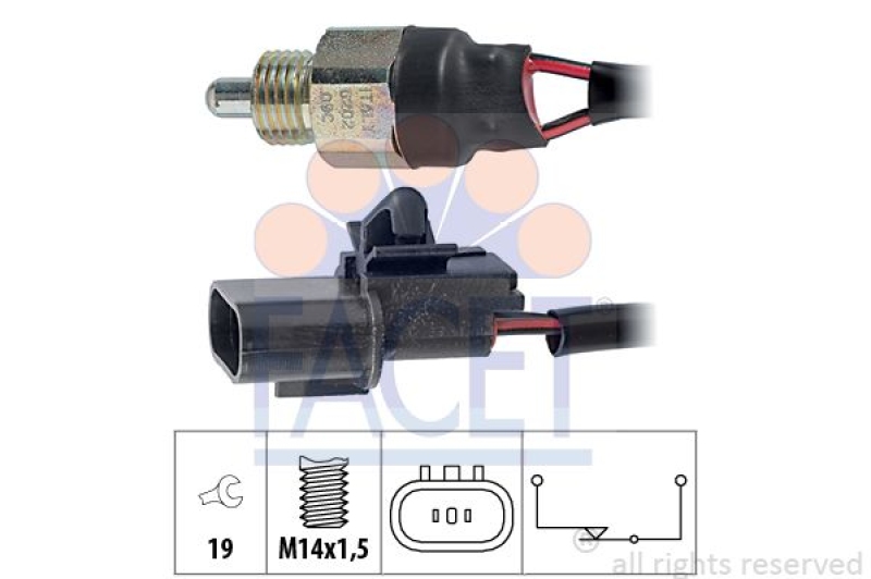 FACET Switch, reverse light Made in Italy - OE Equivalent