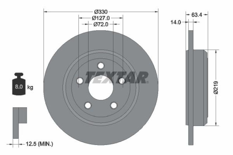 2x TEXTAR Bremsscheibe PRO 92274703
