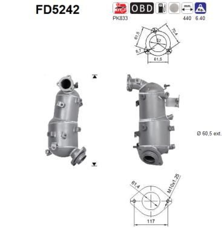 AS Ru&szlig;-/Partikelfilter, Abgasanlage FD5242
