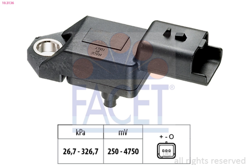 FACET Luftdrucksensor, Höhenanpassung Made in Italy - OE Equivalent