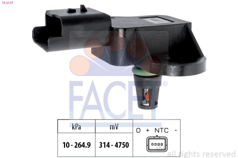 FACET Air Pressure Sensor, height adaptation Made in Italy - OE Equivalent