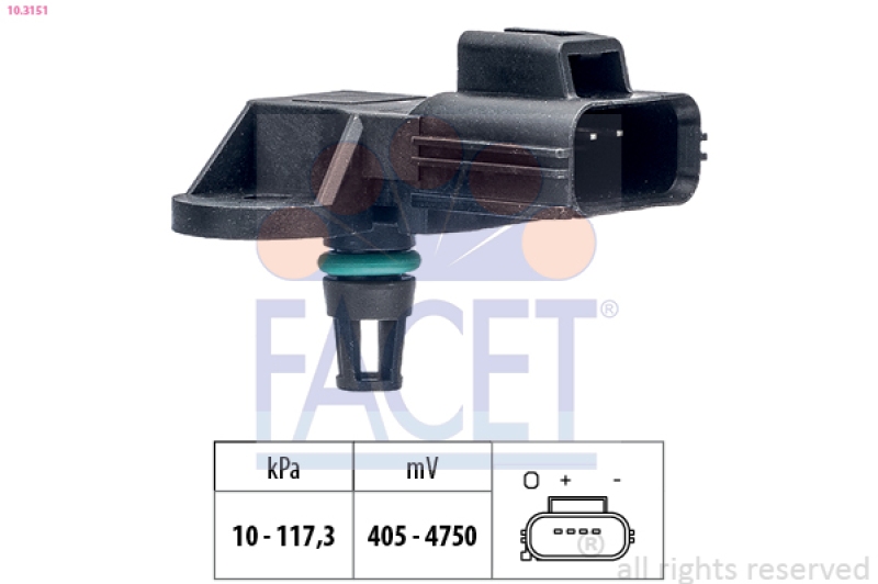 FACET Air Pressure Sensor, height adaptation Made in Italy - OE Equivalent