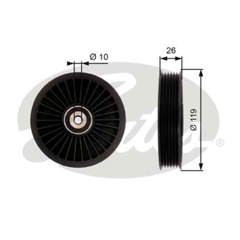 GATES Deflection/Guide Pulley, V-ribbed belt DriveAlign®