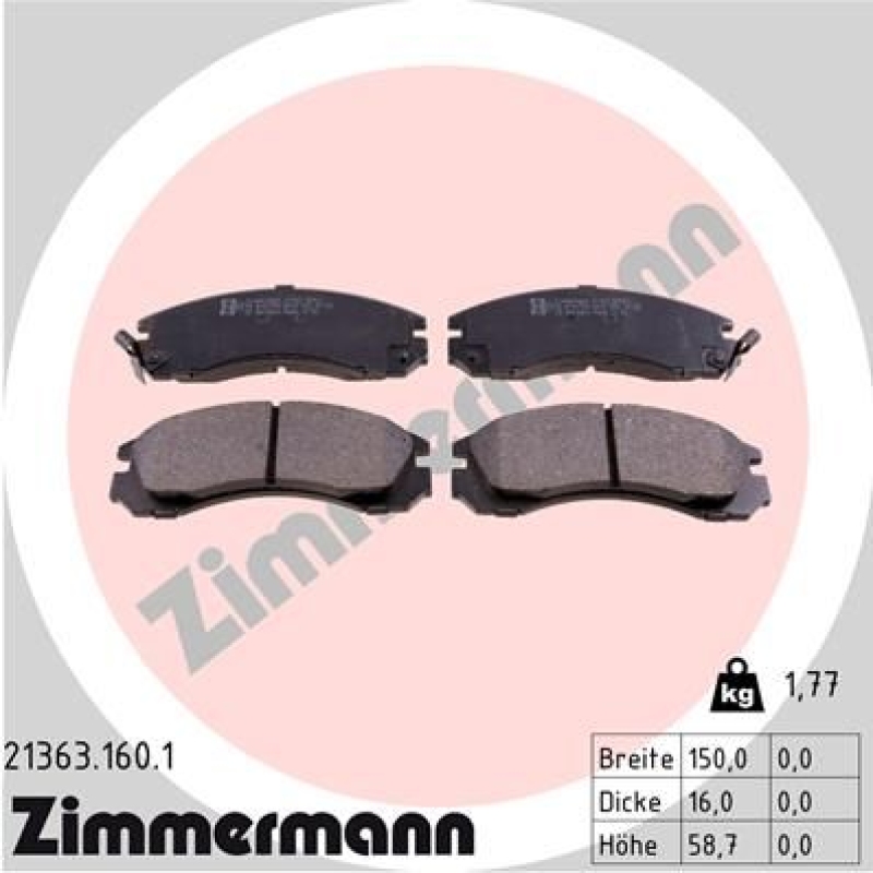 ZIMMERMANN Brake Pad Set, disc brake