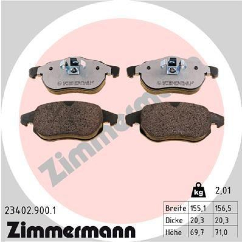 ZIMMERMANN Bremsbelagsatz, Scheibenbremse rd:z 23402.900.1