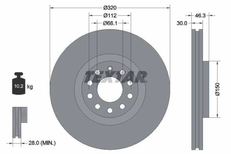 2x TEXTAR Bremsscheibe PRO+