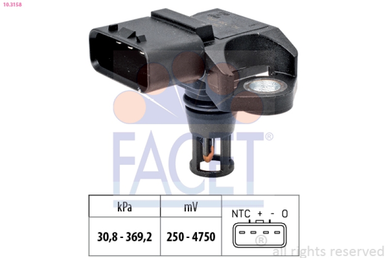 FACET Air Pressure Sensor, height adaptation Made in Italy - OE Equivalent