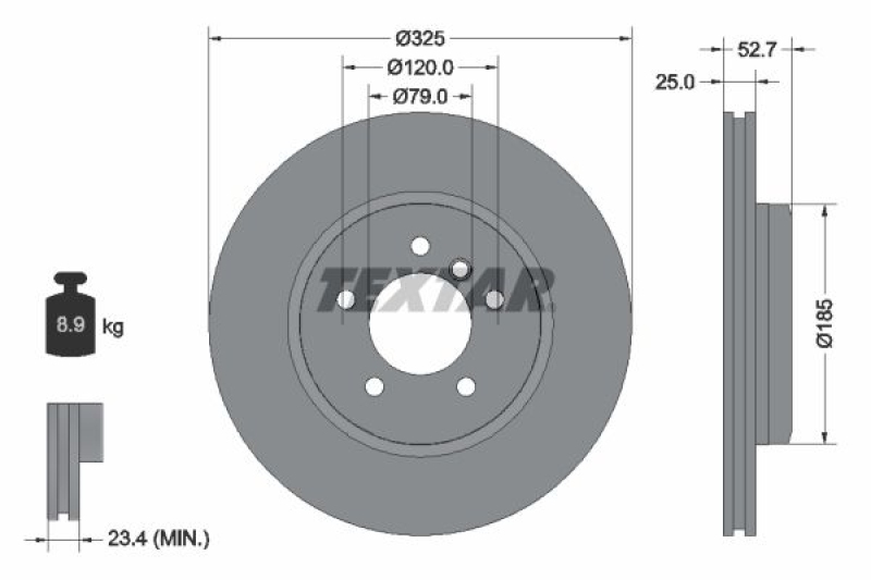 2x TEXTAR Bremsscheibe PRO+ 92106905
