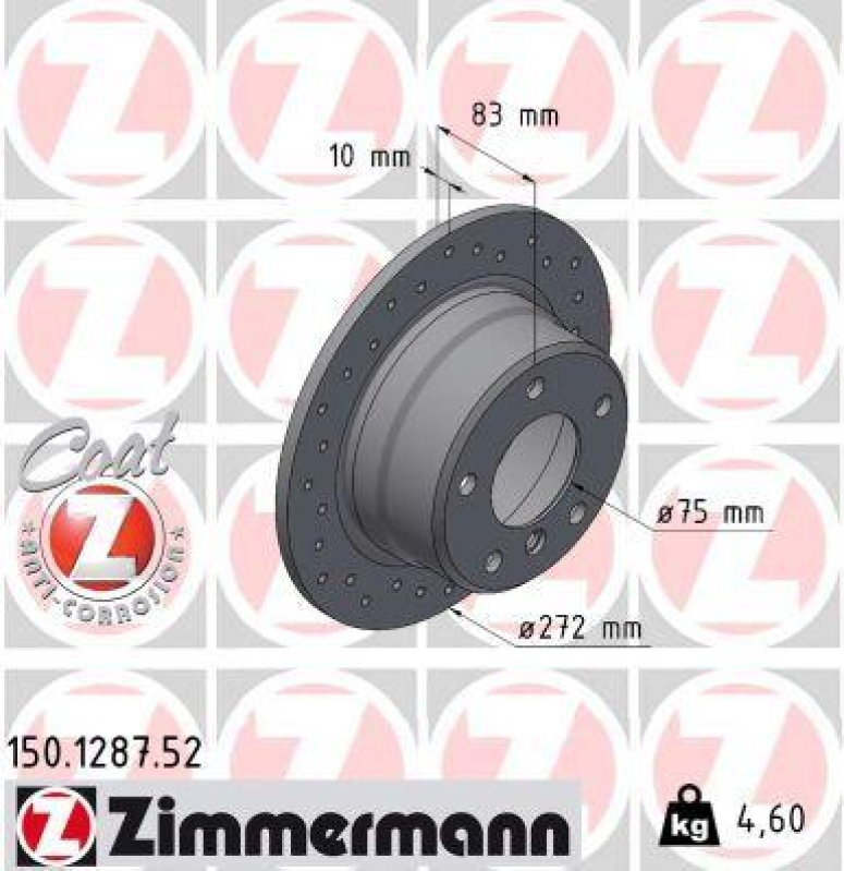 2x Zimmermann Bremsscheiben Coat Z Ø272mm Hinten passend für BMW Z3 E36 1.8 1.9 150.1287.52