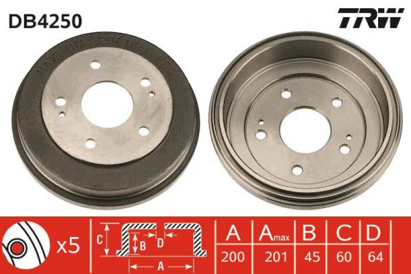 2x TRW Brake Drum