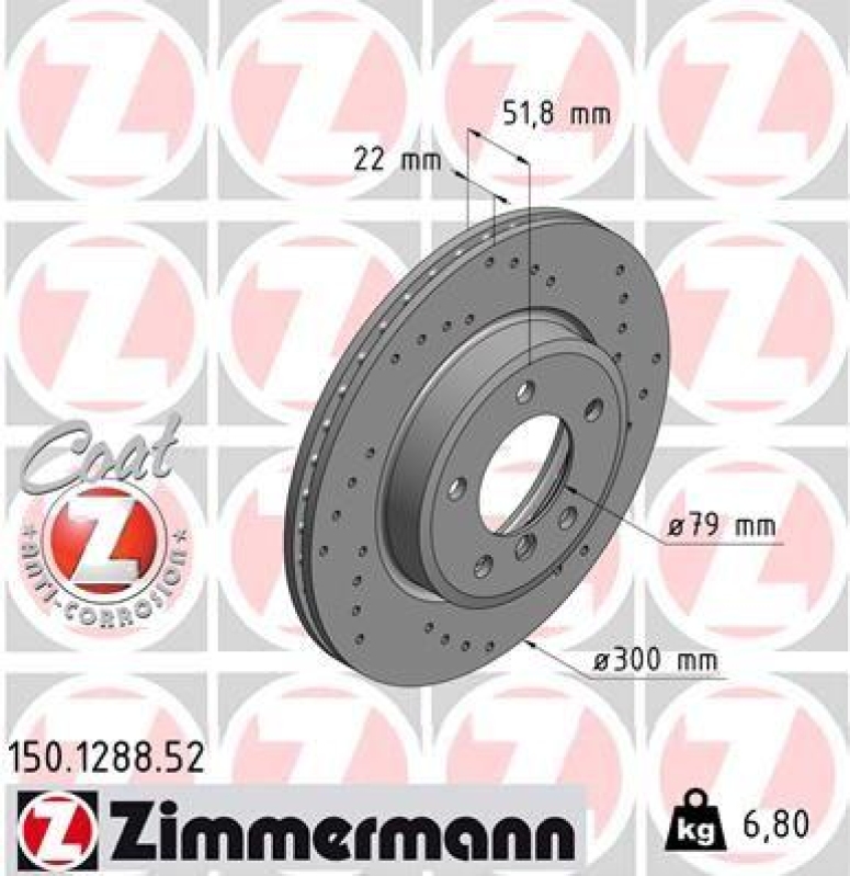 2x Zimmermann Bremsscheiben Sport Coat Z Ø300mm Vorne passend für BMW 3 E46 Ci 150.1288.52