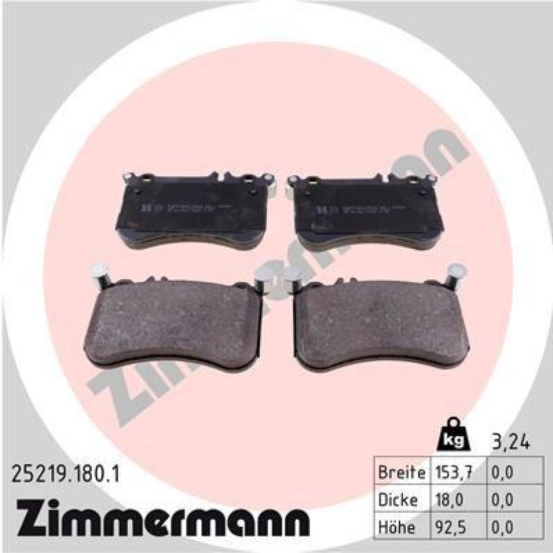 ZIMMERMANN Bremsbelagsatz, Scheibenbremse 25219.180.1
