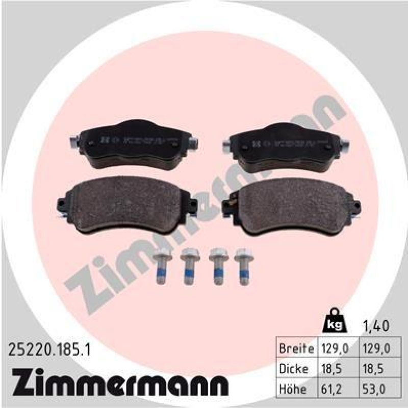 ZIMMERMANN Bremsbelagsatz, Scheibenbremse 25220.185.1