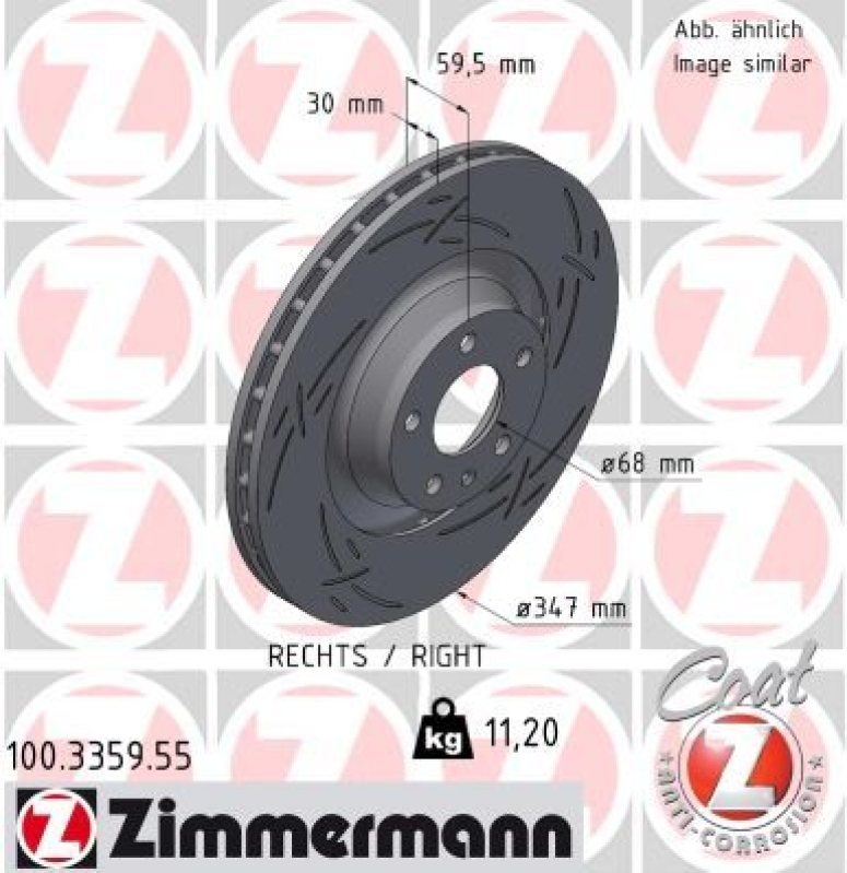 1x Zimmermann Bremsscheibe Black Z Ø345mm Vorne rechts passend fü...