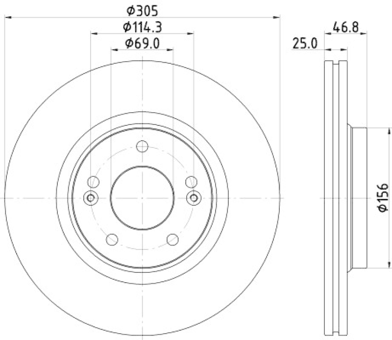 2x HELLA Brake Disc PRO