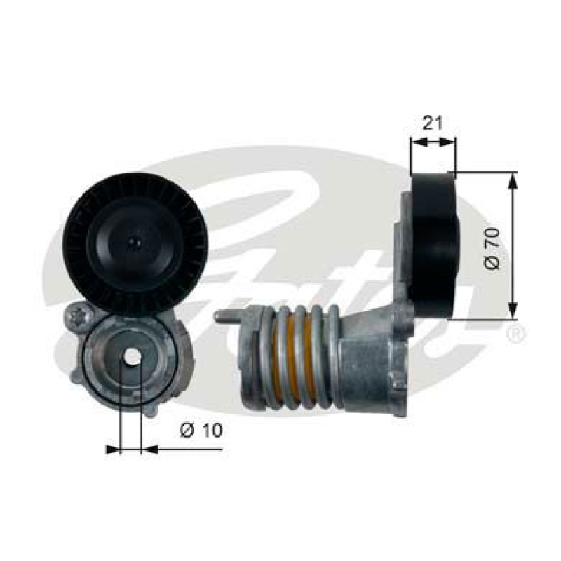GATES Tensioner Pulley, V-ribbed belt DriveAlign®