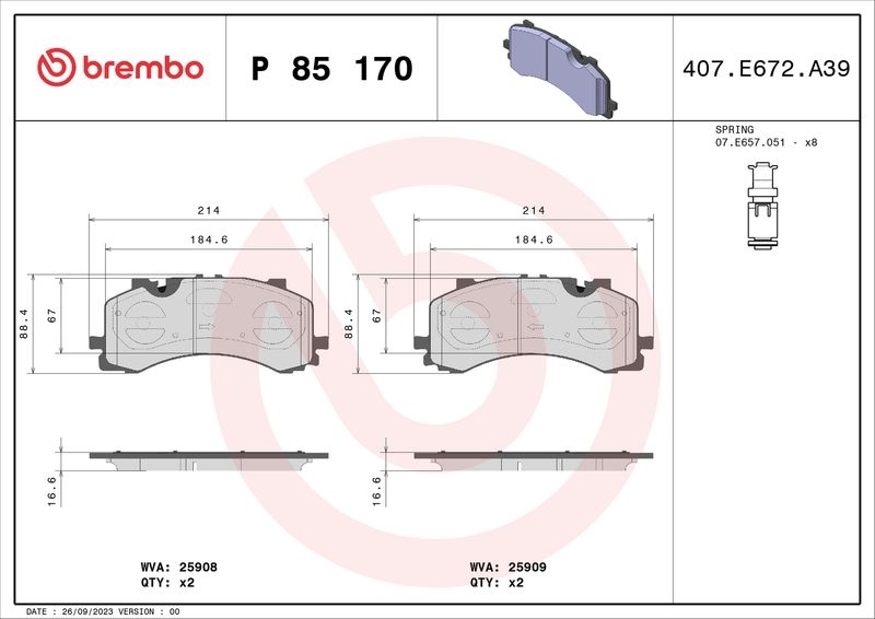 BREMBO Brake Pad Set, disc brake