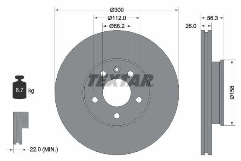 2x TEXTAR Bremsscheibe PRO 92109803