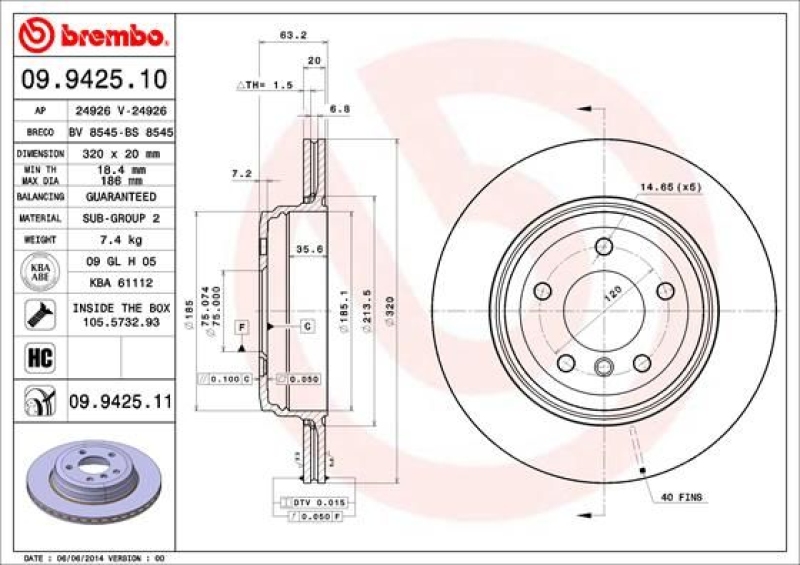 2x BREMBO Bremsscheibe PRIME LINE