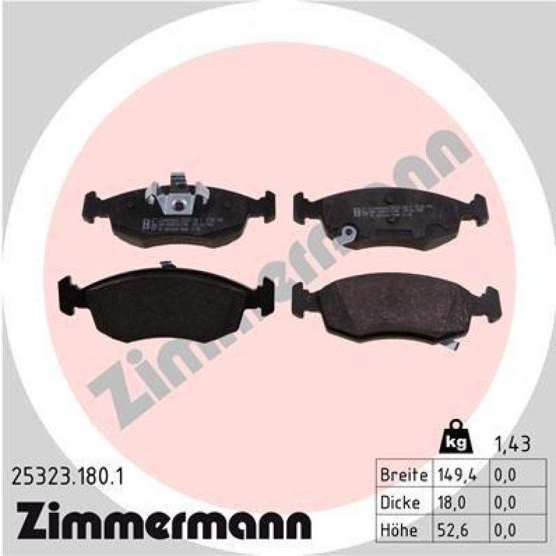 ZIMMERMANN Bremsbelagsatz, Scheibenbremse 25323.180.1