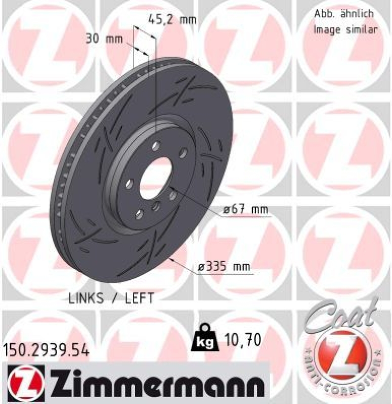 1x Zimmermann Bremsscheibe Black Z Ø335mm Vorne links passend für...
