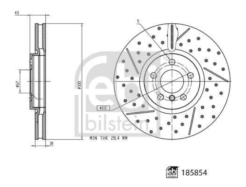 2x FEBI BILSTEIN Bremsscheibe 185854