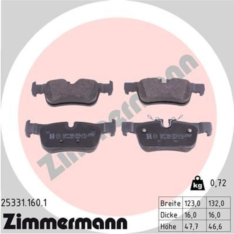 ZIMMERMANN Bremsbelagsatz, Scheibenbremse