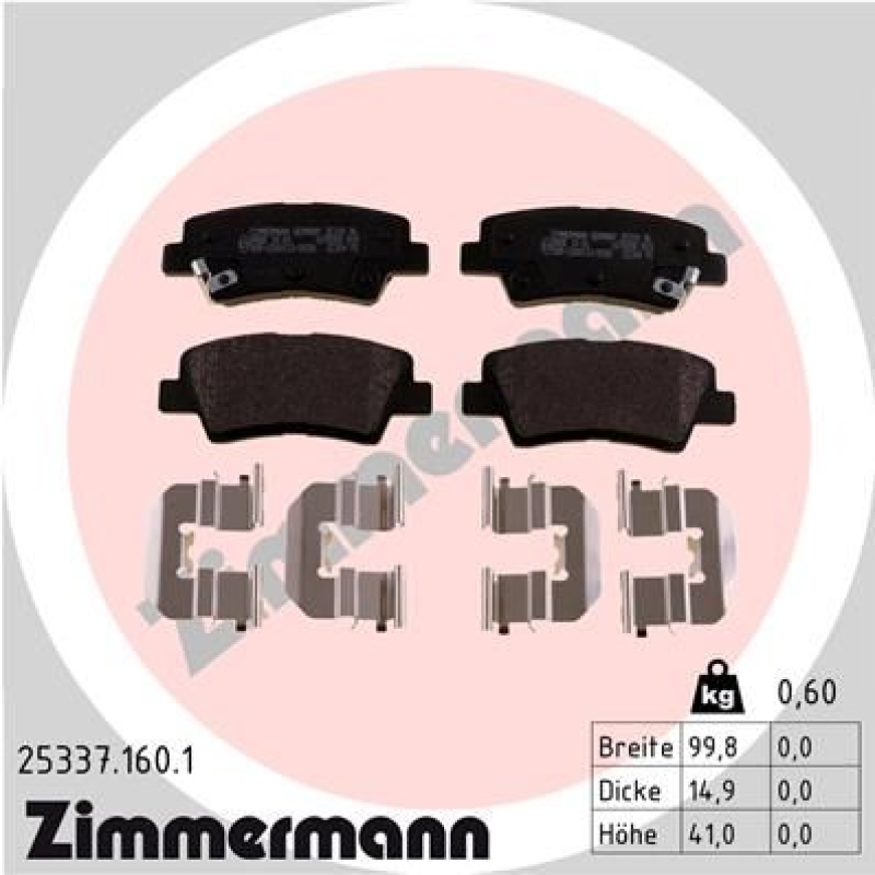 ZIMMERMANN Bremsbelagsatz, Scheibenbremse