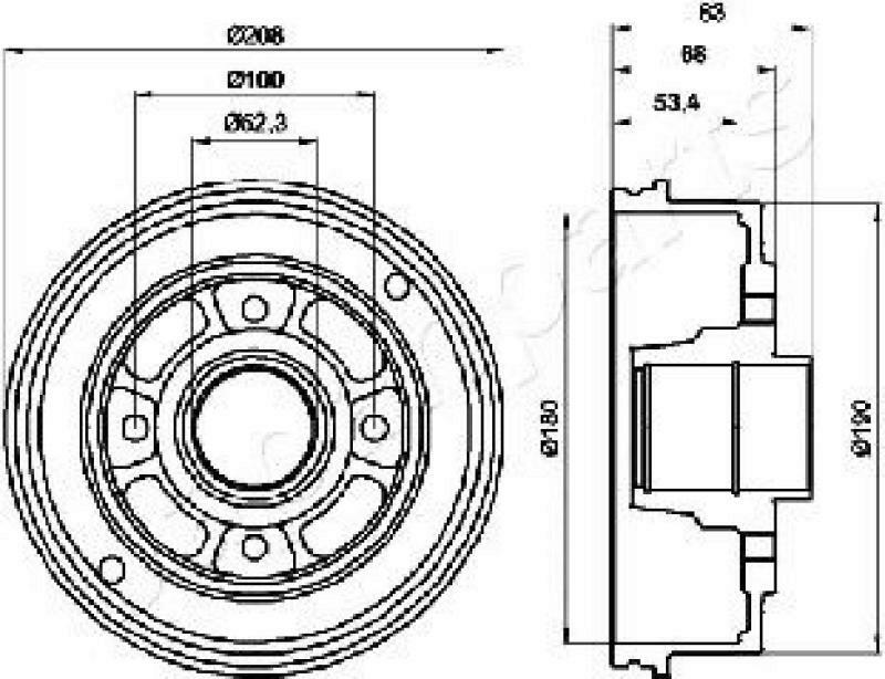 2x JAPANPARTS Brake Drum