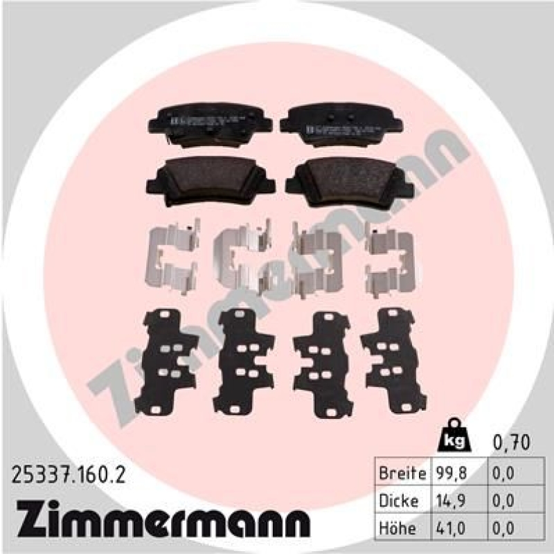 ZIMMERMANN Bremsbelagsatz, Scheibenbremse