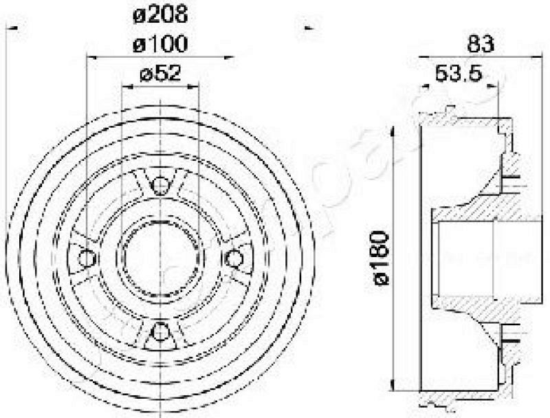 2x JAPANPARTS Bremstrommel TA-0709
