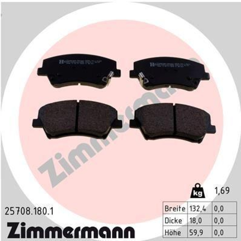 ZIMMERMANN Bremsbelagsatz, Scheibenbremse 25708.180.1