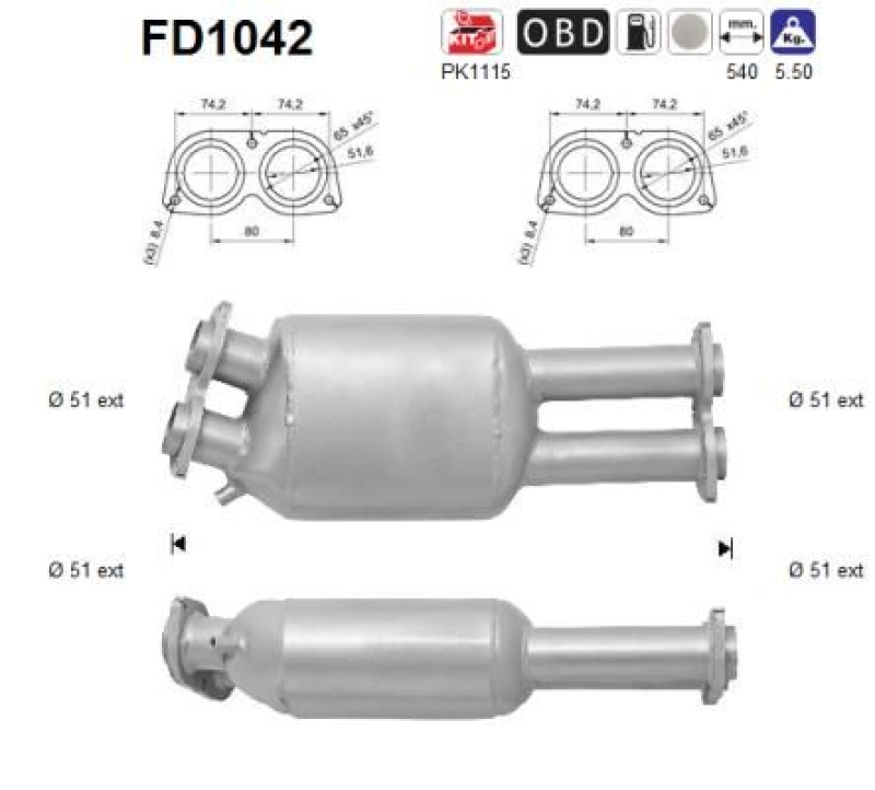 AS Ru&szlig;-/Partikelfilter, Abgasanlage FD1042