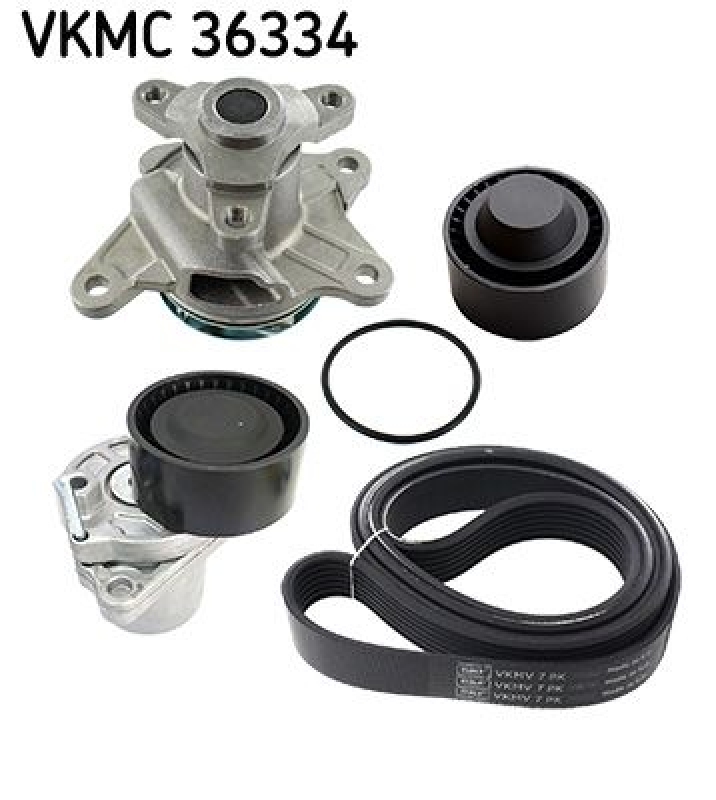 SKF Water Pump + V-Ribbed Belt Set