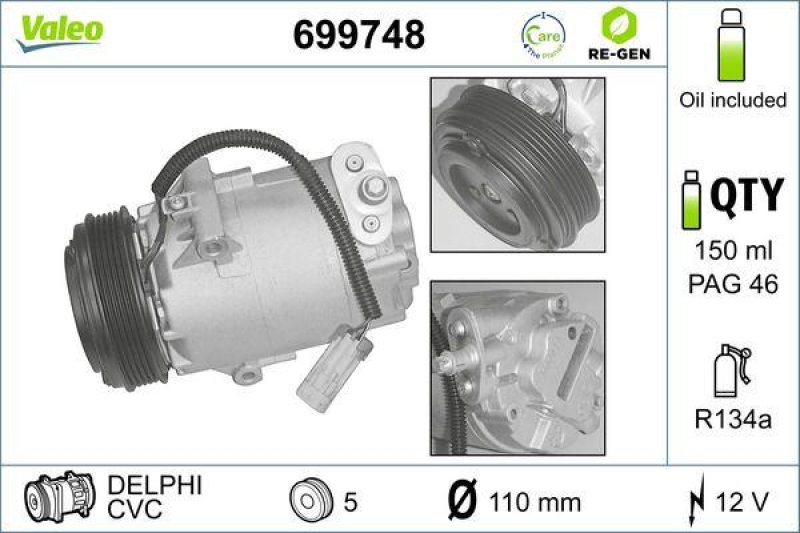 VALEO Kompressor, Klimaanlage VALEO RE-GEN AT