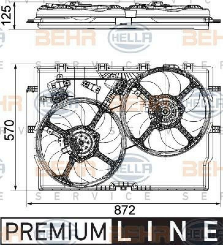 HELLA Fan, radiator BEHR HELLA SERVICE *** PREMIUM LINE ***