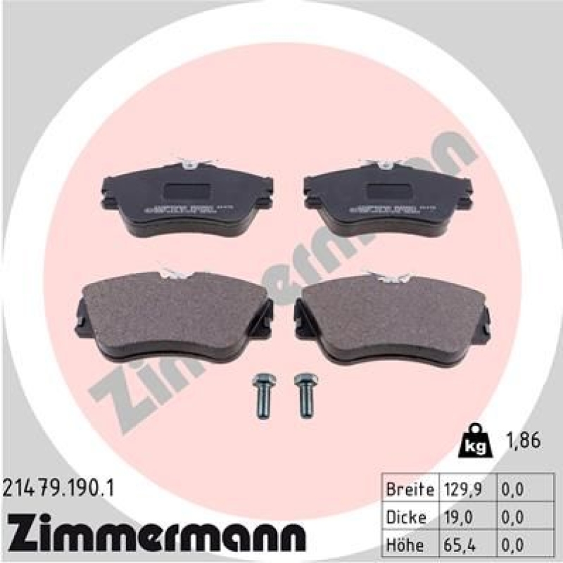 ZIMMERMANN Bremsbelagsatz, Scheibenbremse