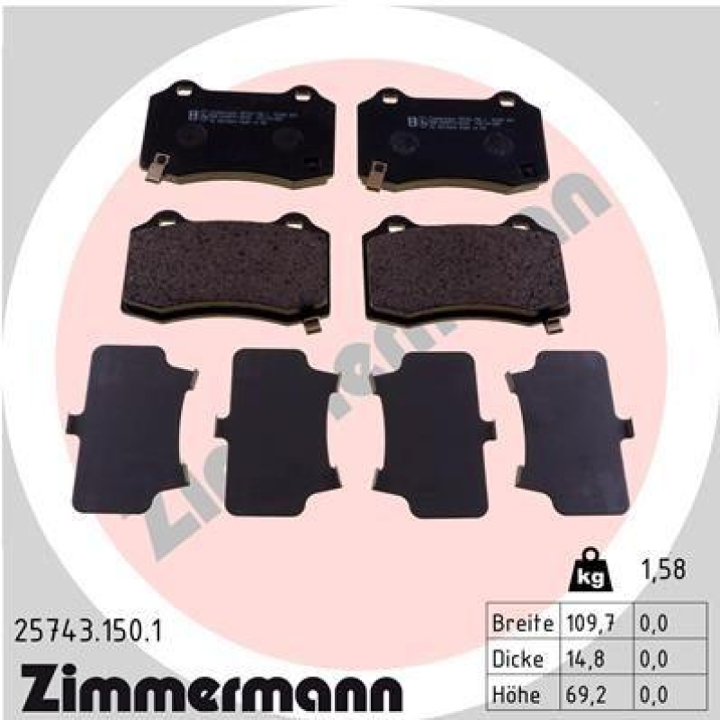 ZIMMERMANN Brake Pad Set, disc brake